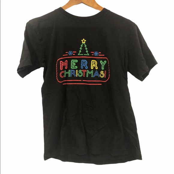 ‘Merry Christmas' Neon Sign Graphic T-shirt Size M - Picture 1 of 4